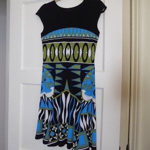 EVA VARRO Geometric Jersey Multi-Color Dress Women Size S
